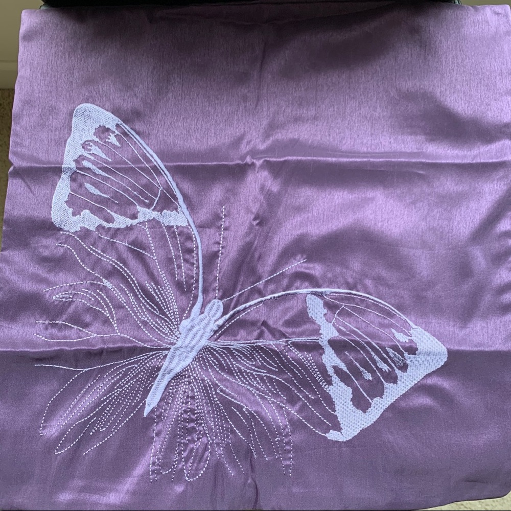 Purple Linen Embroidered Decorative Pillowcase